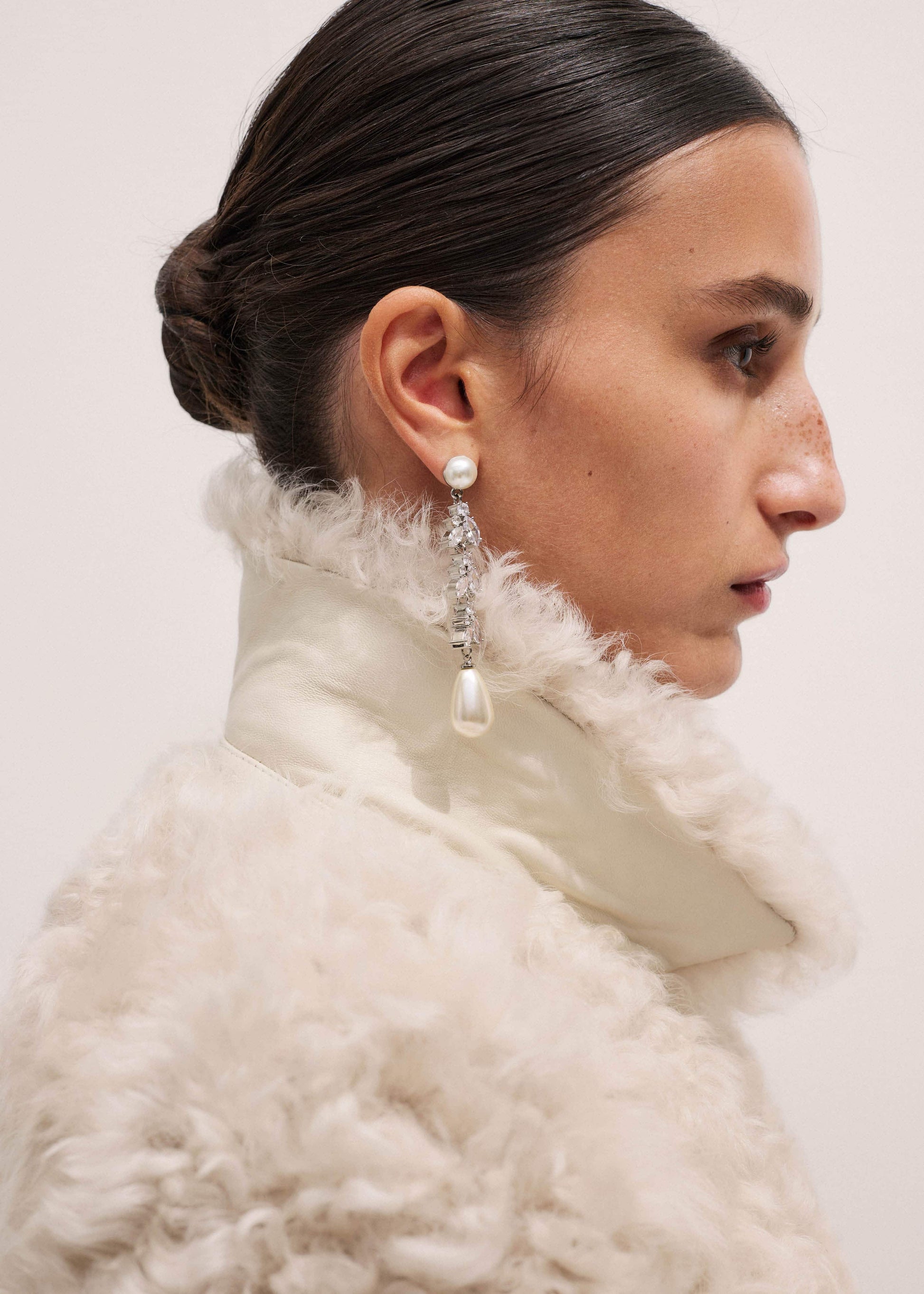 Cream Luxe Shearling Bomber Jacket