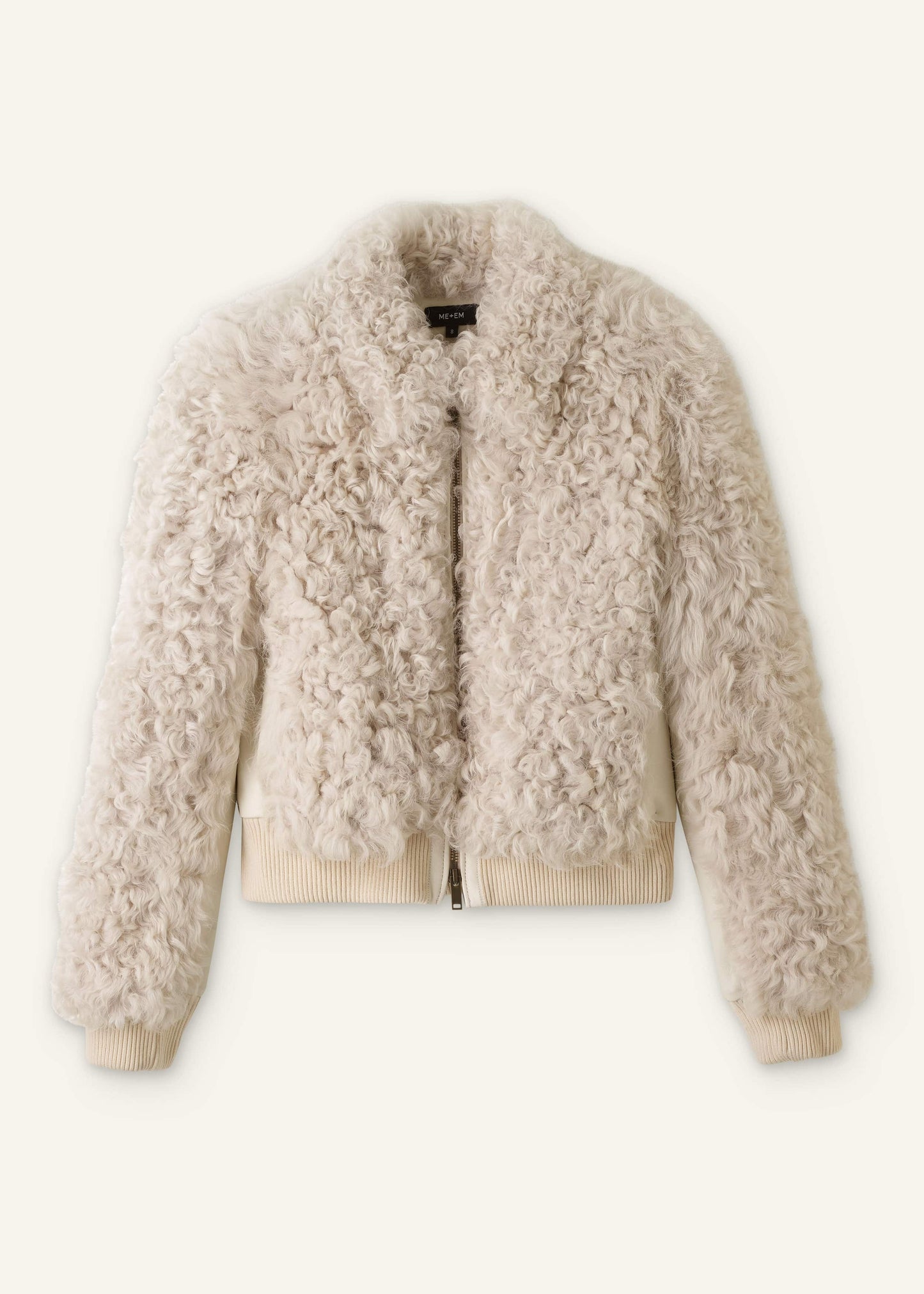 Cream Luxe Shearling Bomber Jacket