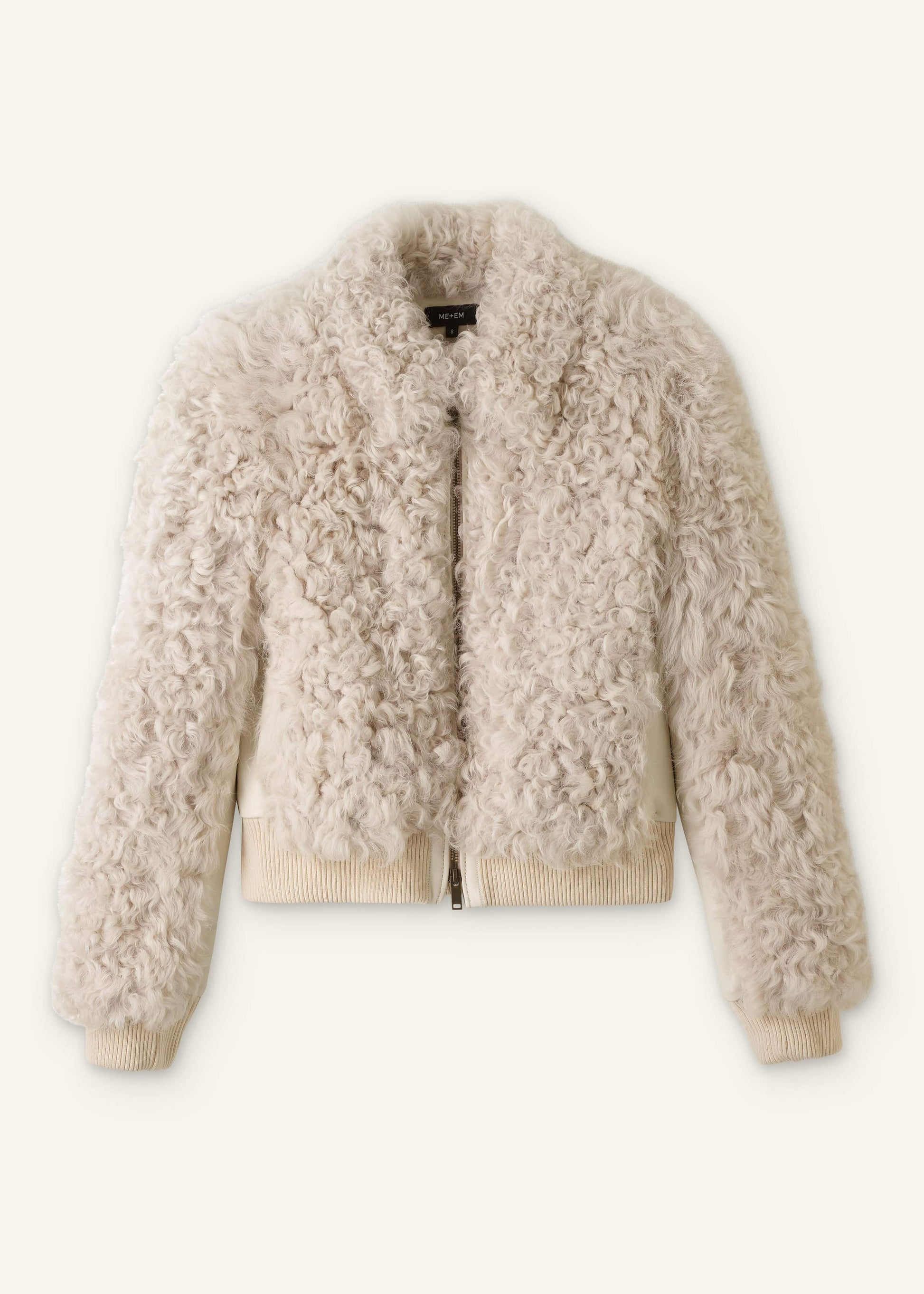 Cream Luxe Shearling Bomber Jacket