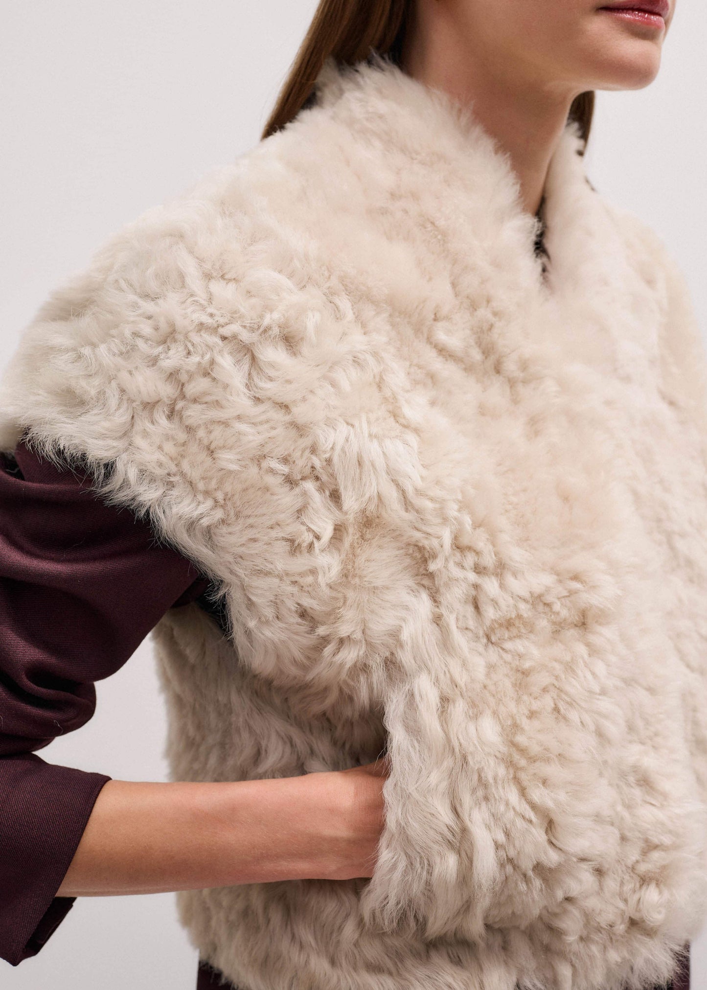 Cream Shearling Evening Layering Shrug
