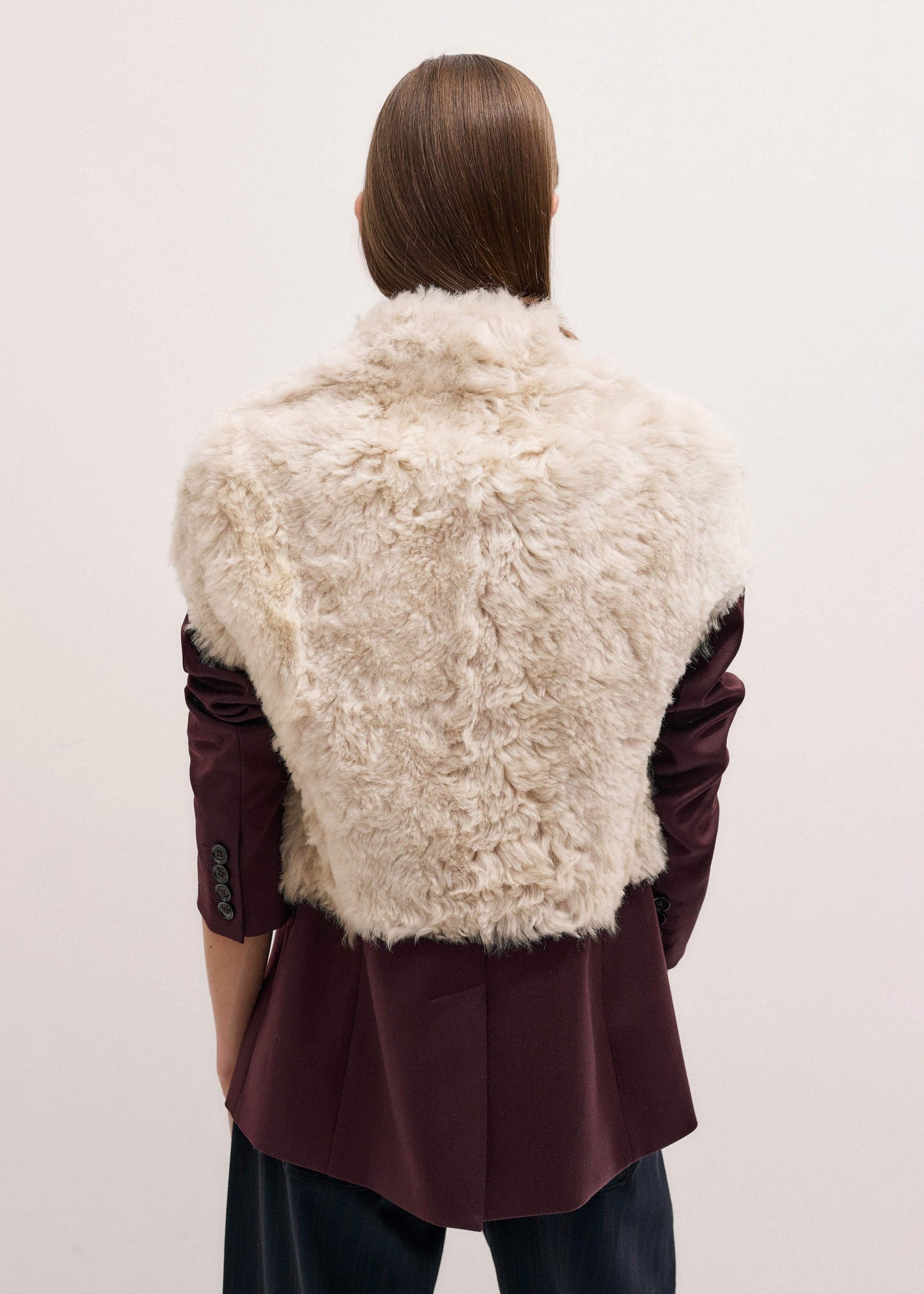 Cream Shearling Evening Layering Shrug