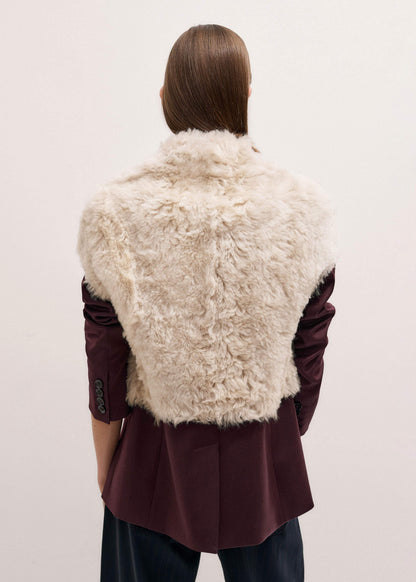 Cream Shearling Evening Layering Shrug