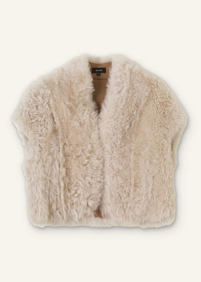 Cream Shearling Evening Layering Shrug