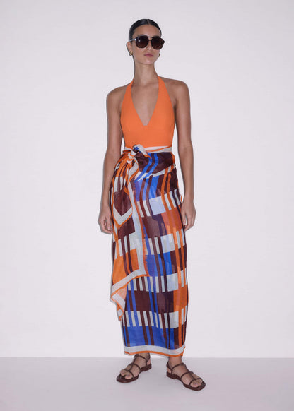 Orange Halterneck Swimsuit