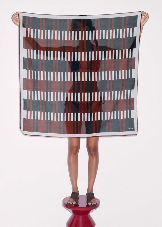 Cinnamon Brown Stripe Summer Scarf