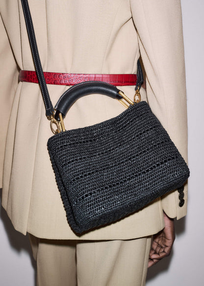 Black Raffia Mini Day Bag
