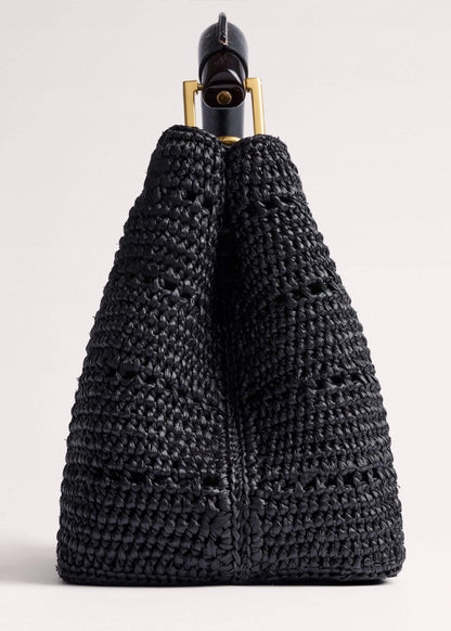 Black Raffia Mini Day Bag