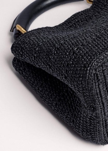 Black Raffia Mini Day Bag