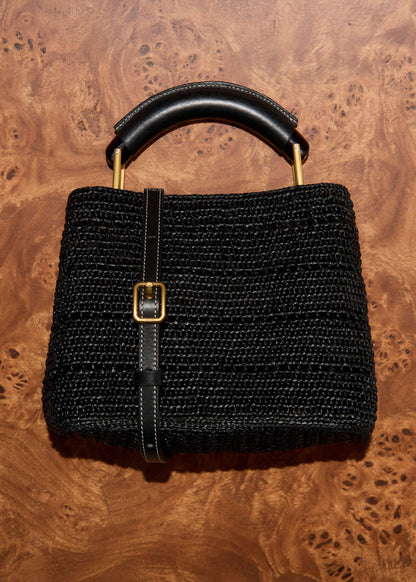 Black Raffia Mini Day Bag