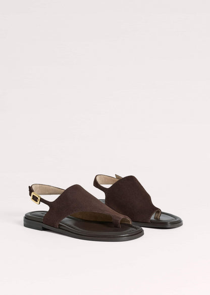 Brown Asymmetric Toe Loop Sandal