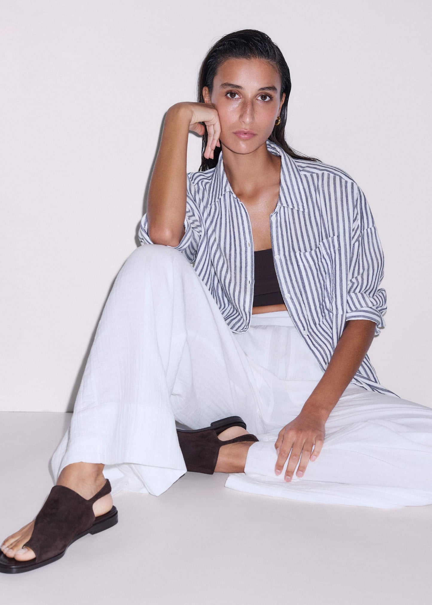 Brown Asymmetric Toe Loop Sandal