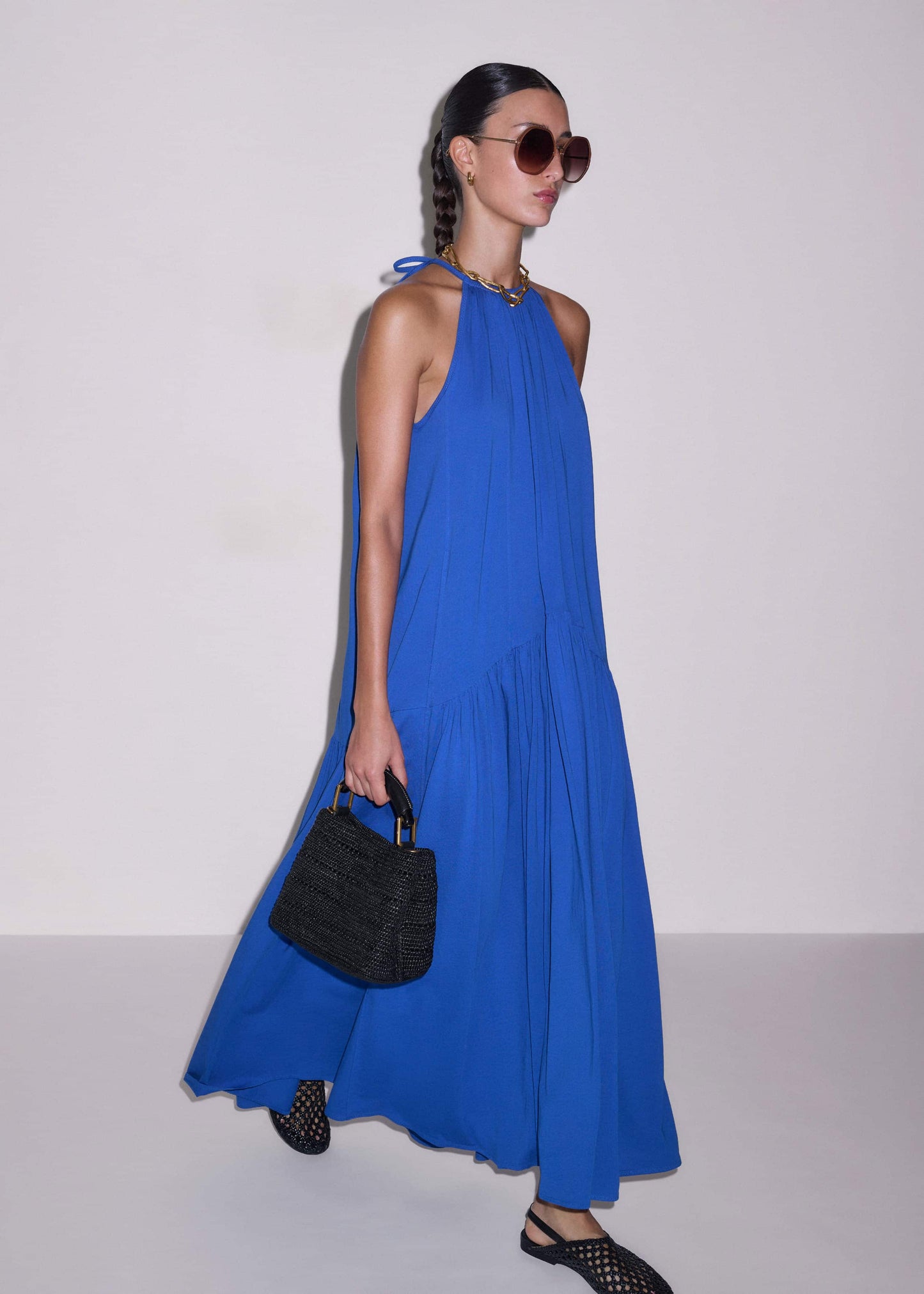 Blue Halterneck Maxi Dress