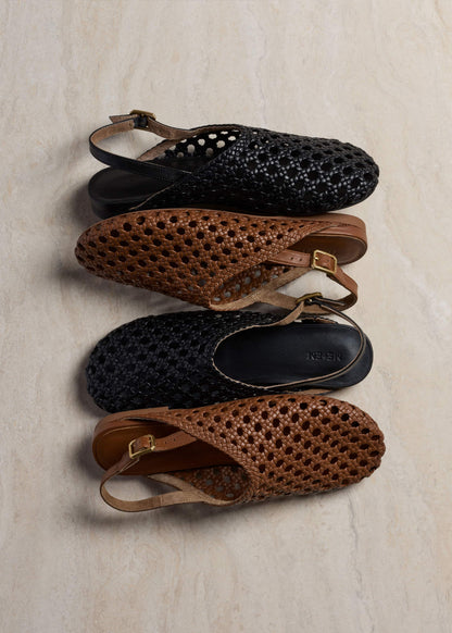 Black Woven Slingback Shoe