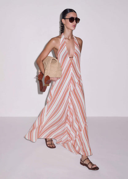 Pink Halter Maxi Beach Dress