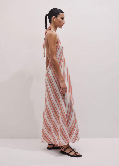 Pink Halter Maxi Beach Dress
