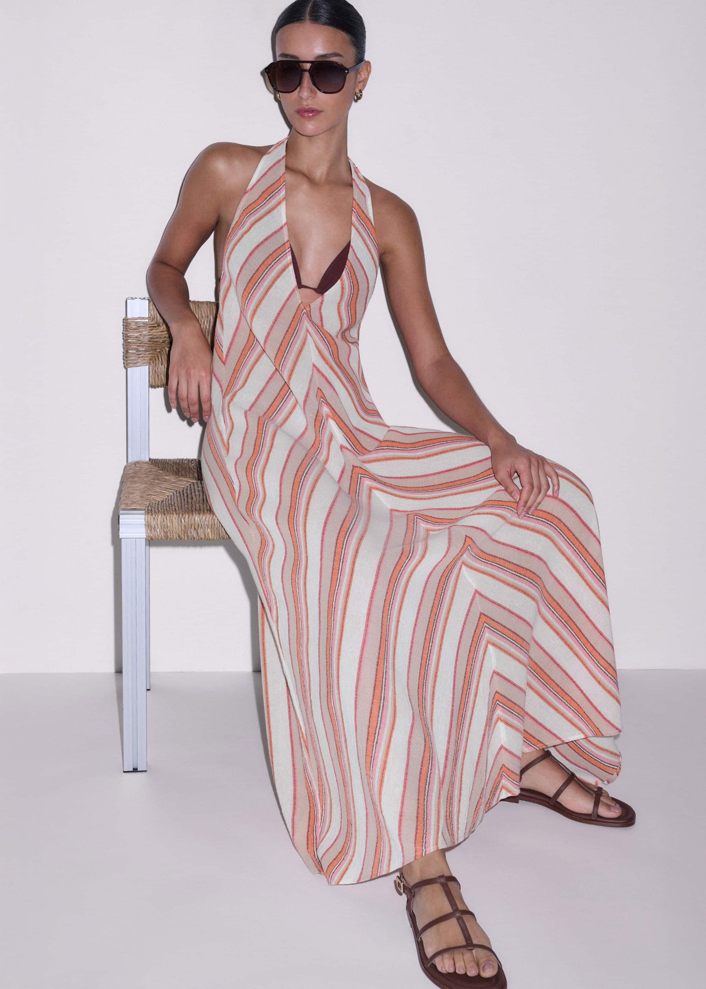 Pink Halter Maxi Beach Dress