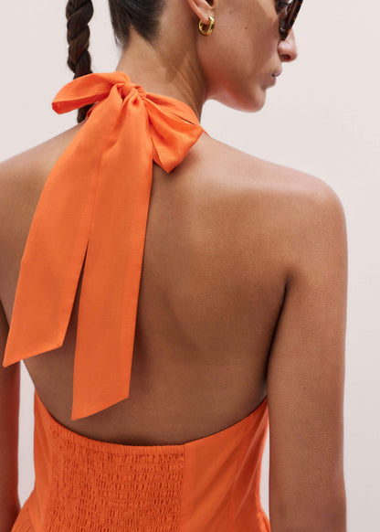 Orange Tiered Maxi Beach Dress