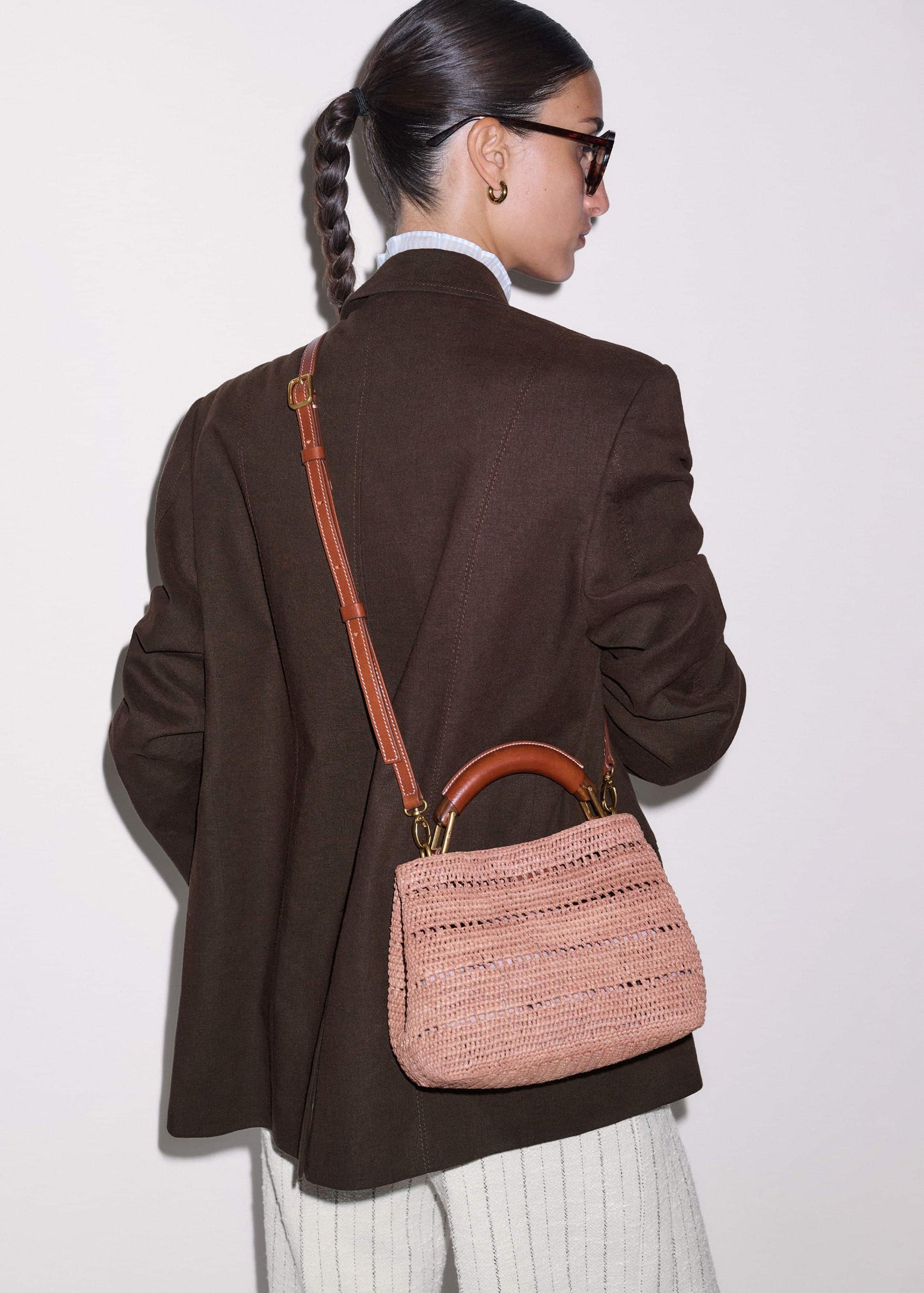 Pink Raffia Mini Day Bag