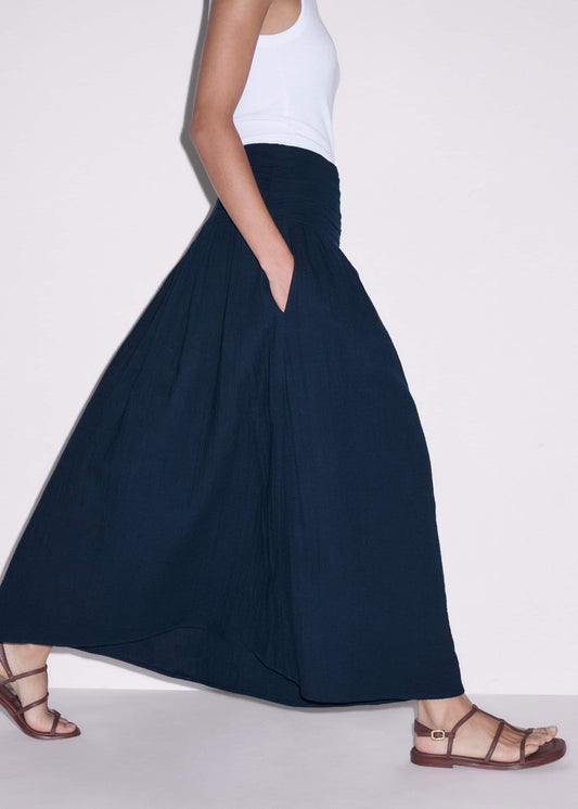 Navy Cheesecloth Relaxed Maxi Skirt