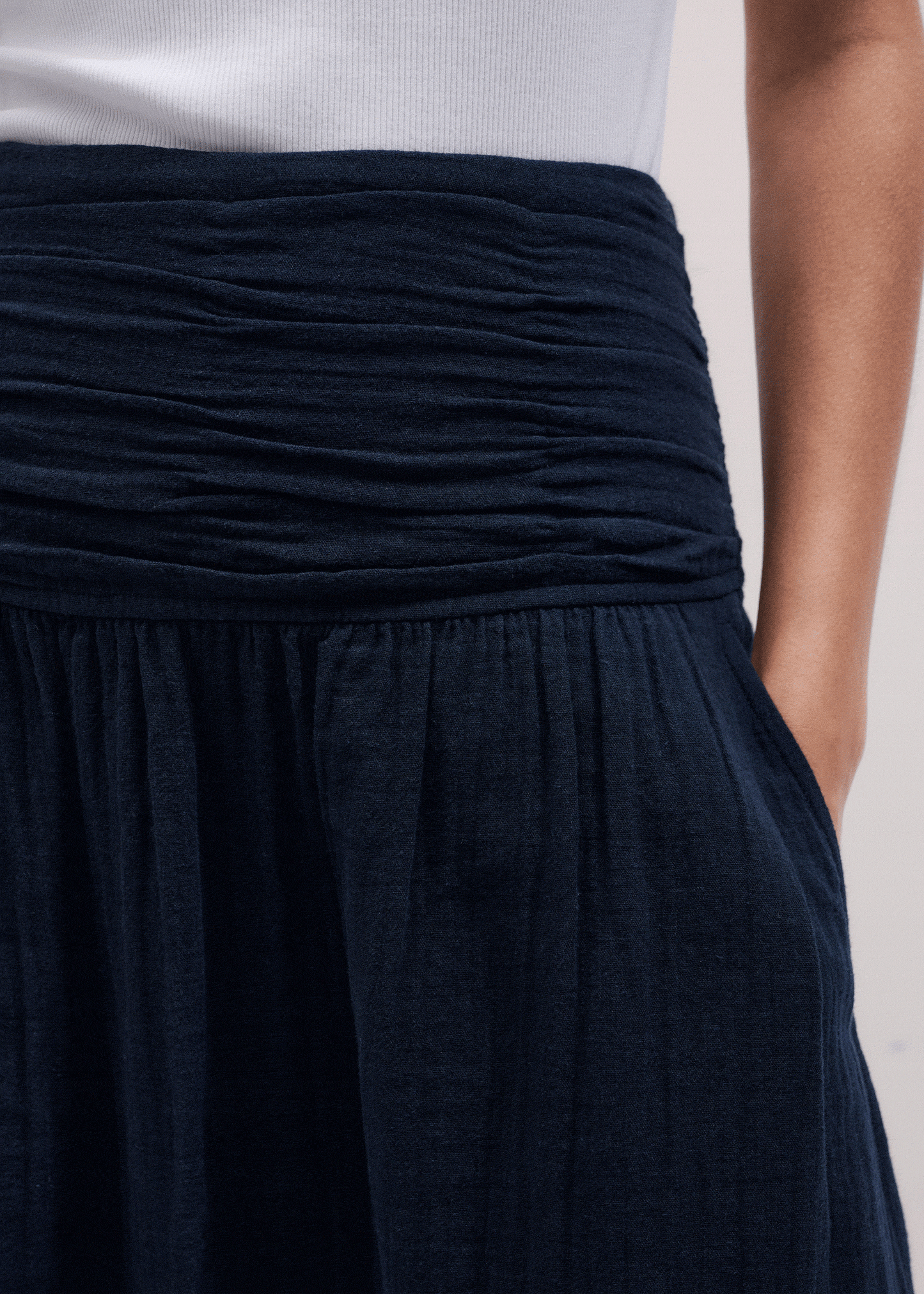 Navy Cheesecloth Relaxed Maxi Skirt