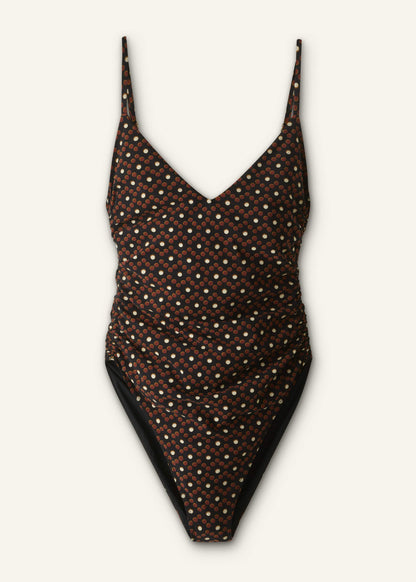 Cinnamon Brown Ruched Swimsuit