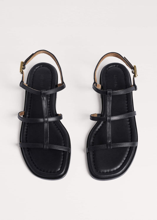 Black Caged Flat Sandal