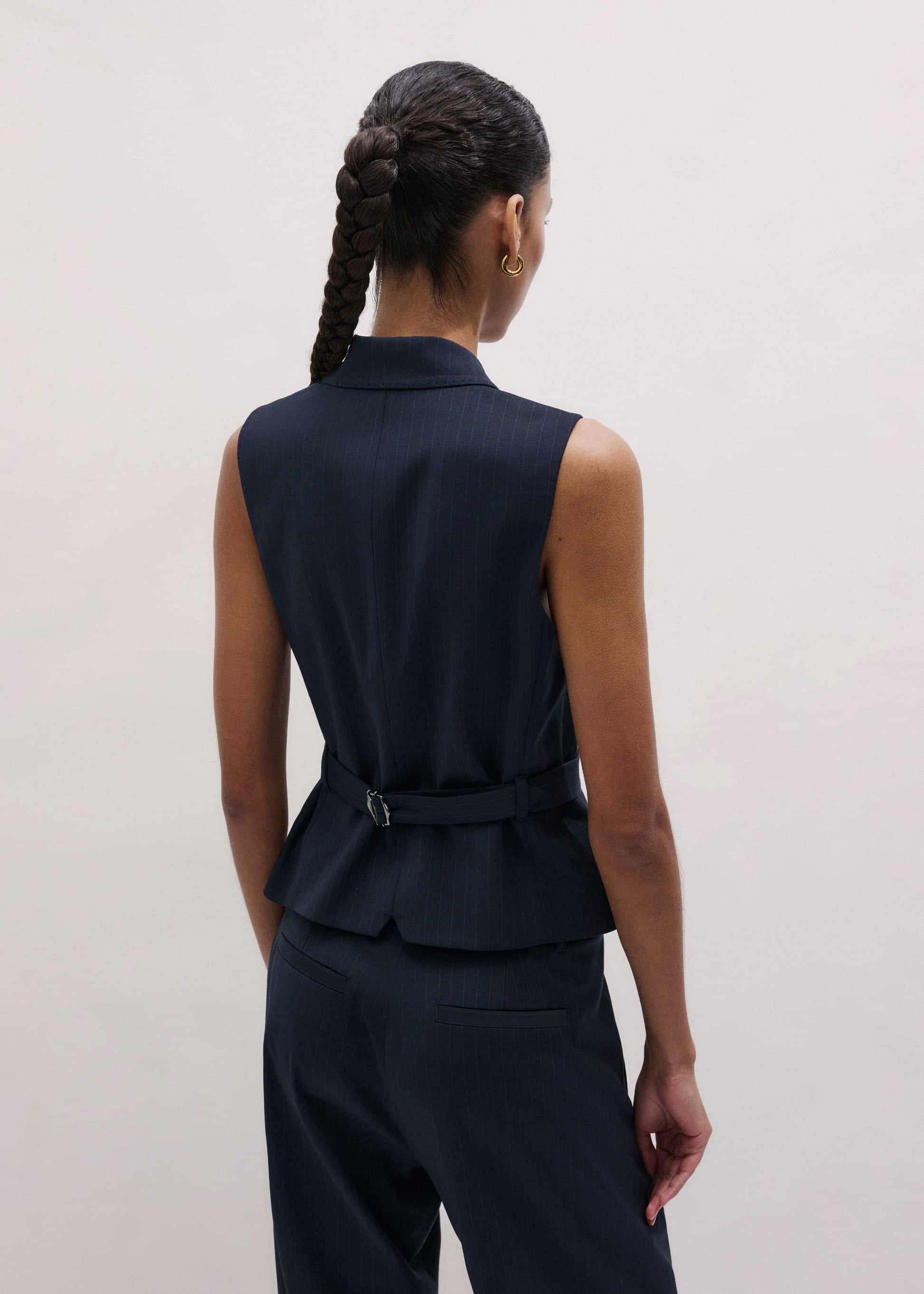 Navy Pinstripe Wrap Vest