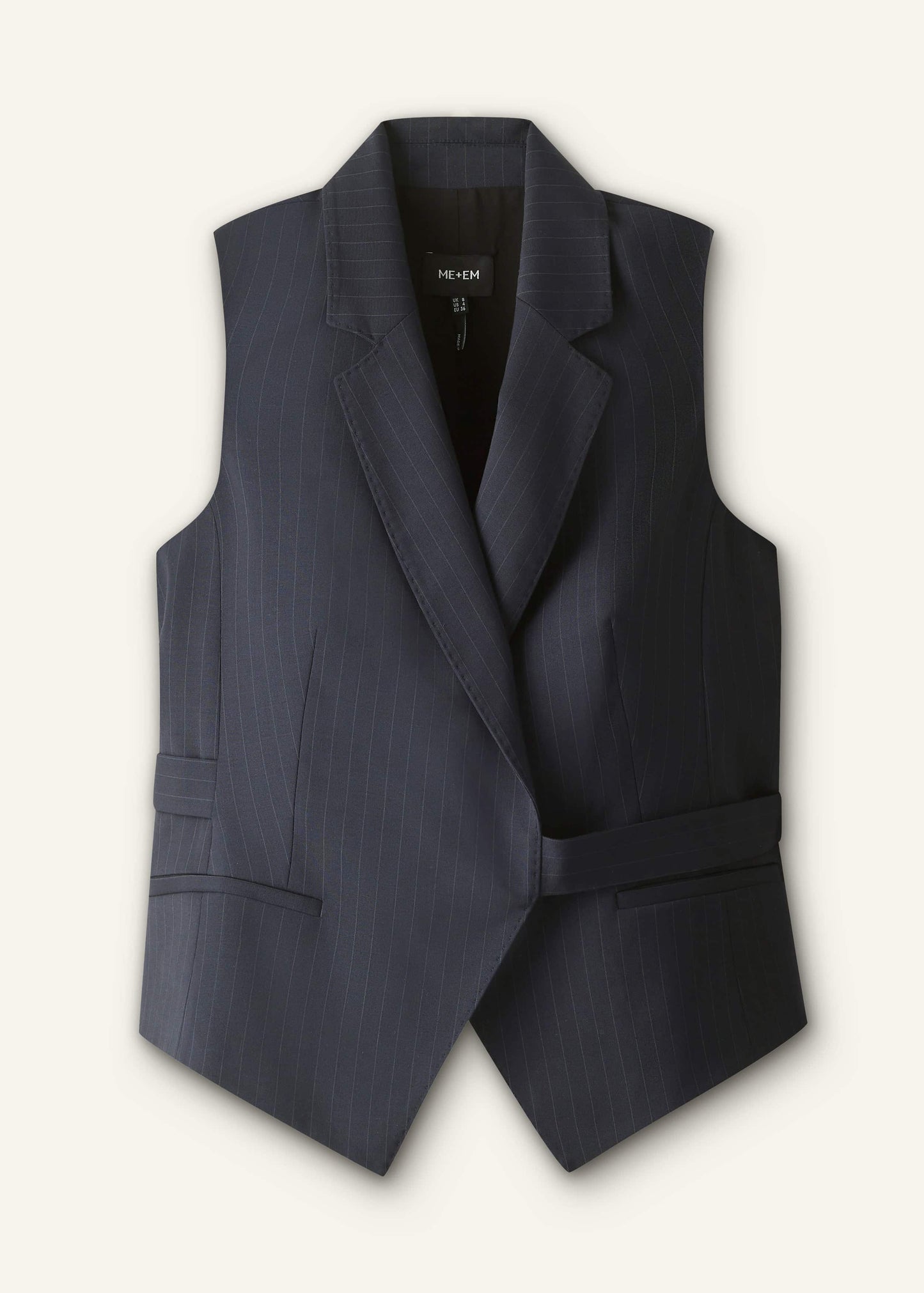 Navy Pinstripe Wrap Vest