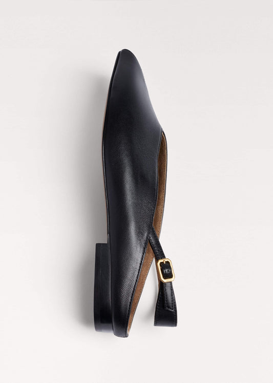Black Peep Toe Flat