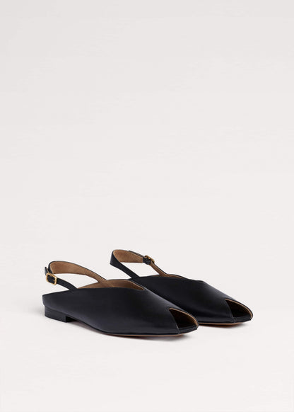 Black Peep Toe Flat
