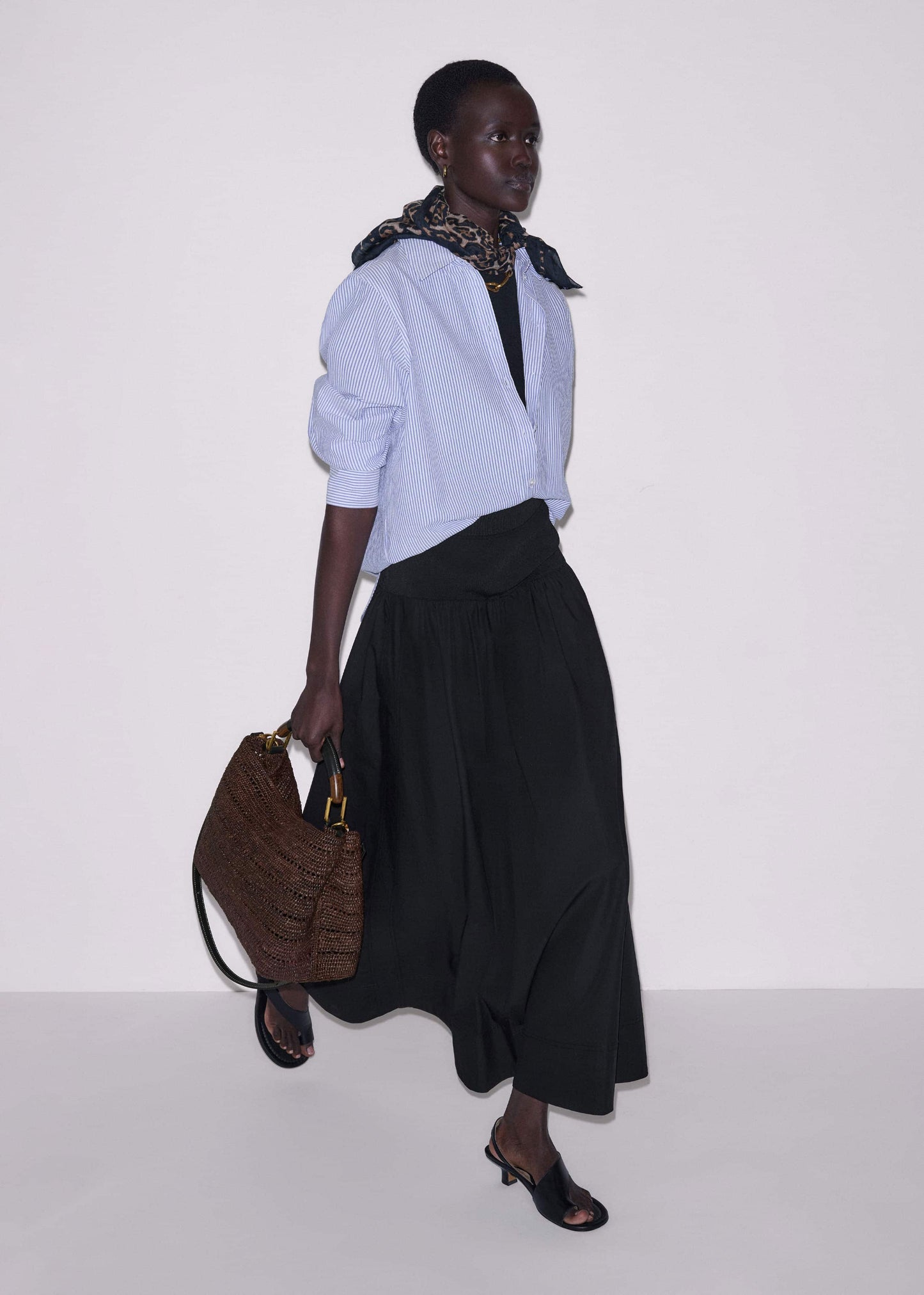Black Mixed Media Maxi Skirt