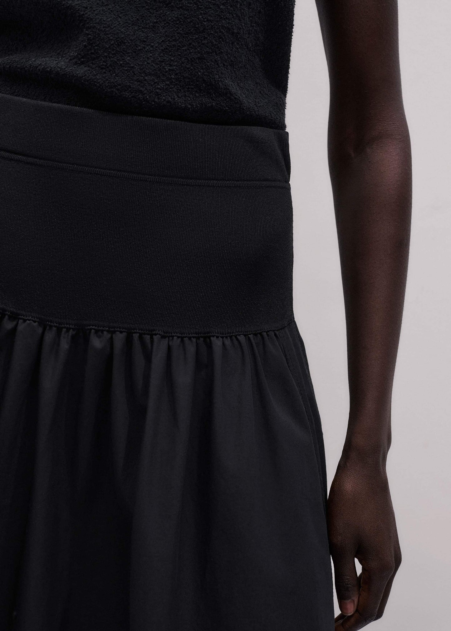 Black Mixed Media Maxi Skirt