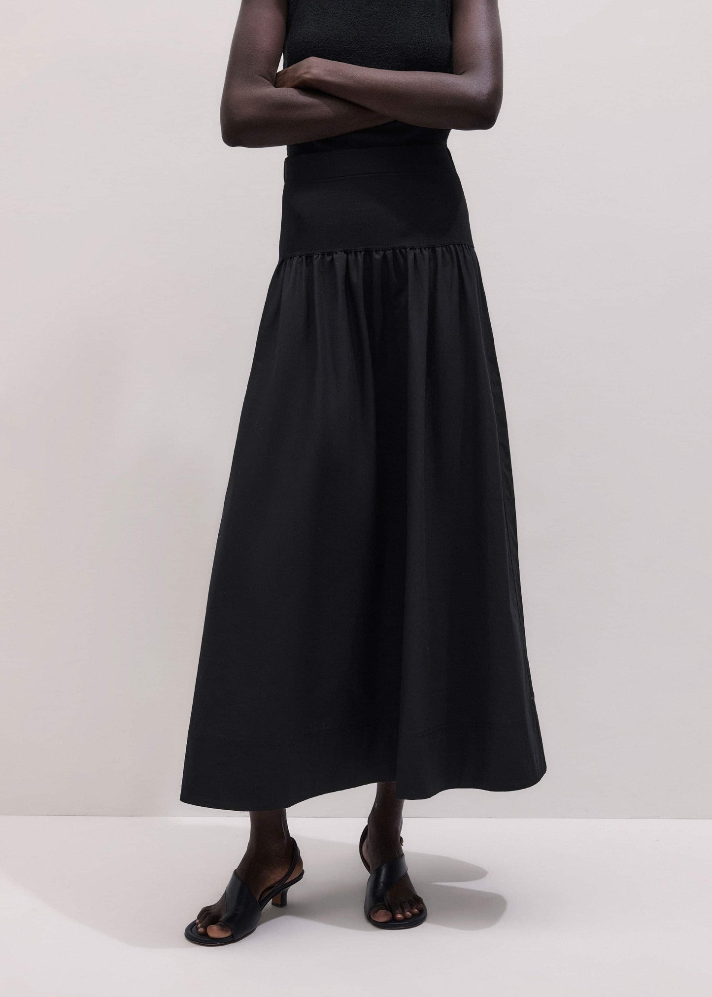 Black Mixed Media Maxi Skirt