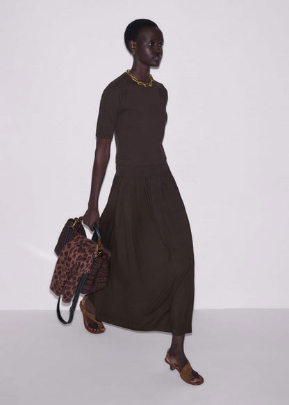 Brown Soft Sculpt Maxi Skirt