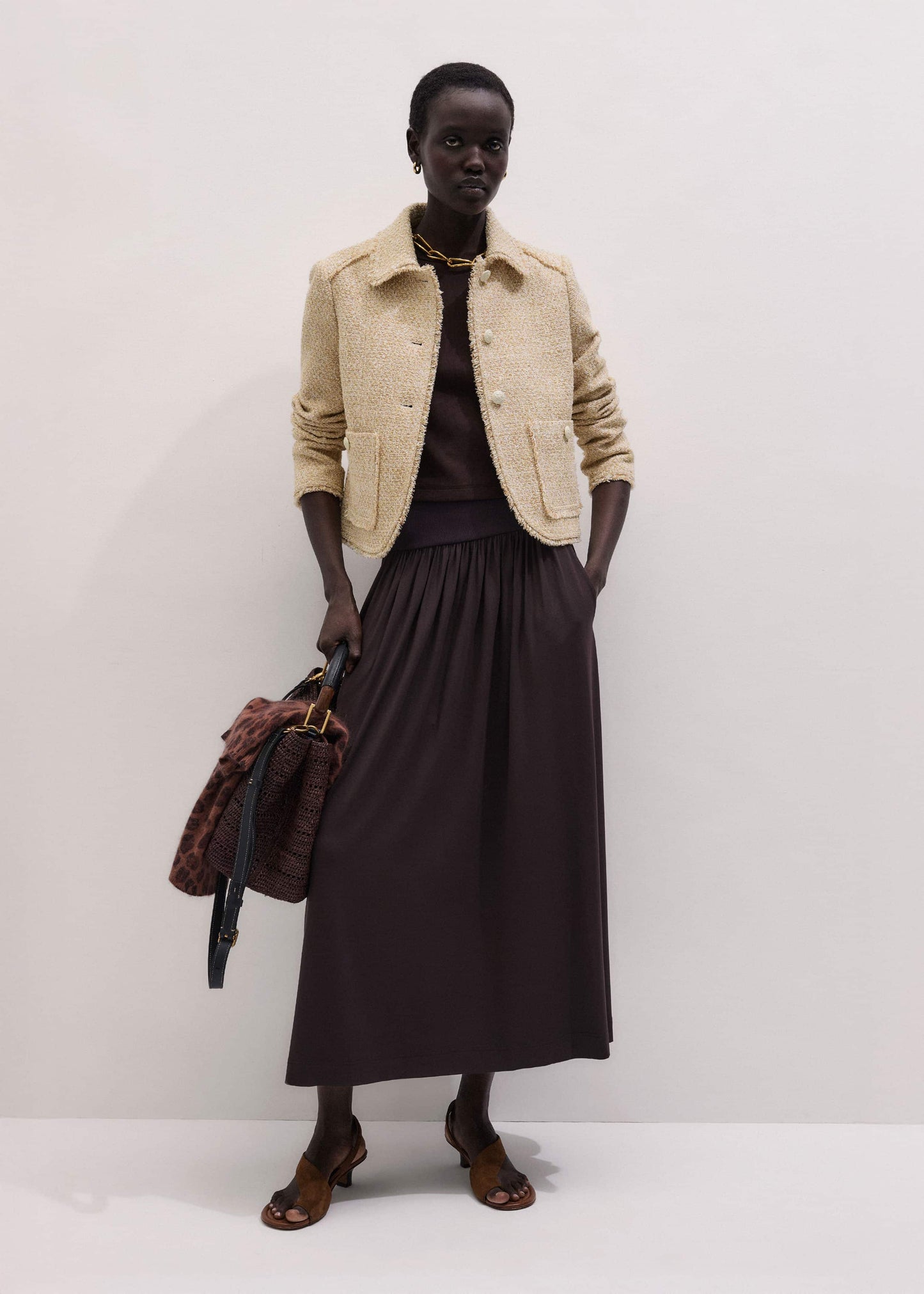 Brown Soft Sculpt Maxi Skirt