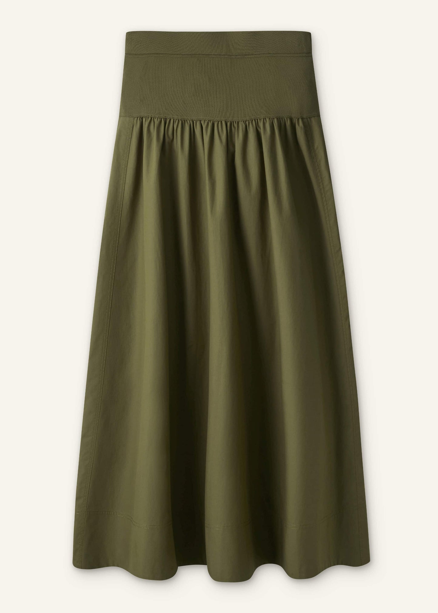 Olive Green Mixed Media Maxi Skirt