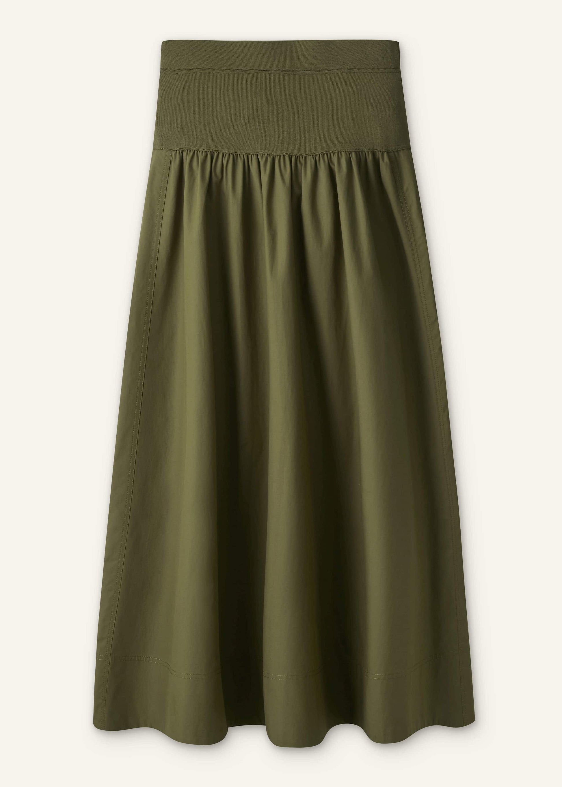 Olive Green Mixed Media Maxi Skirt