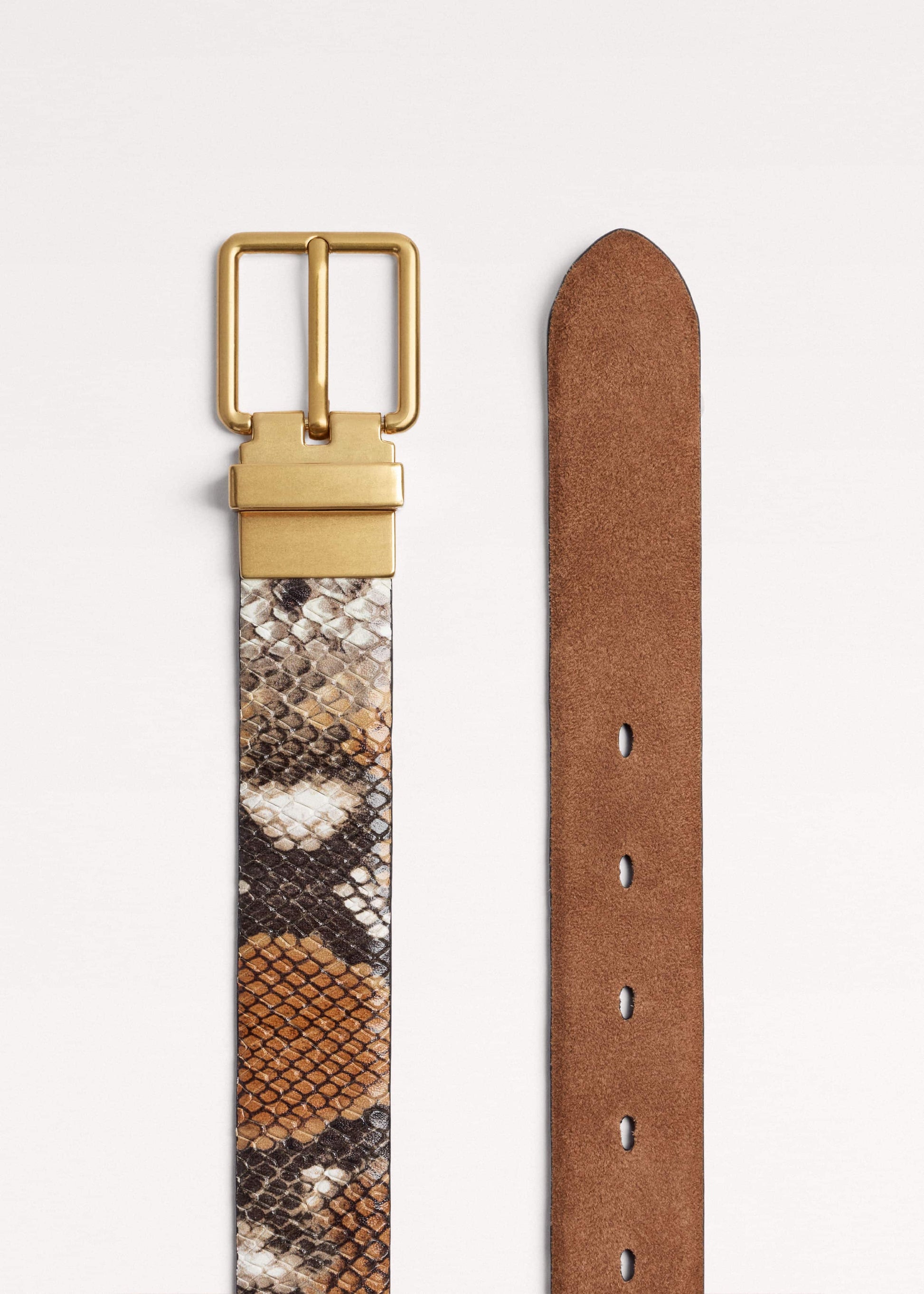 Tan Snake Print Reversible Belt