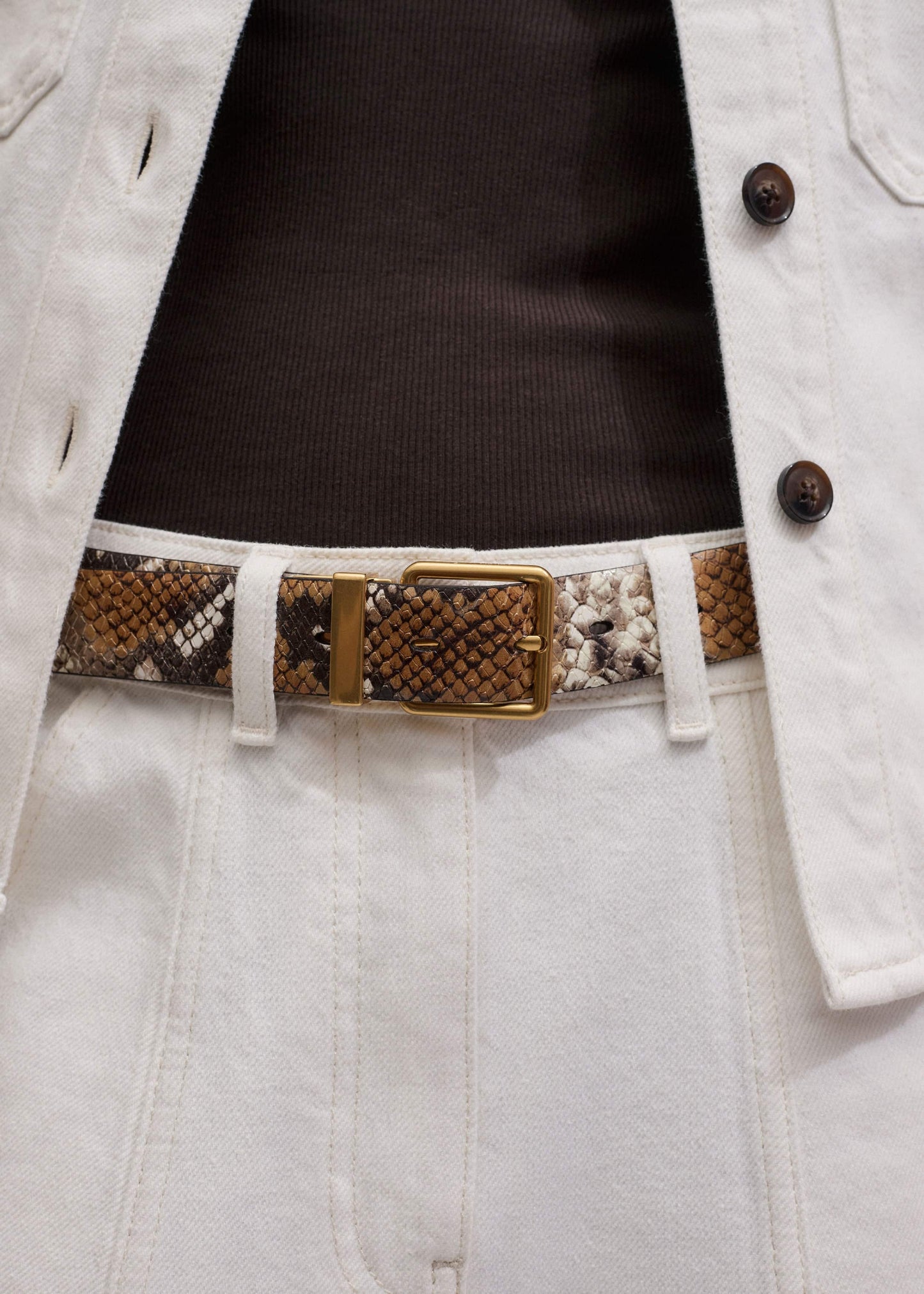 Tan Snake Print Reversible Belt