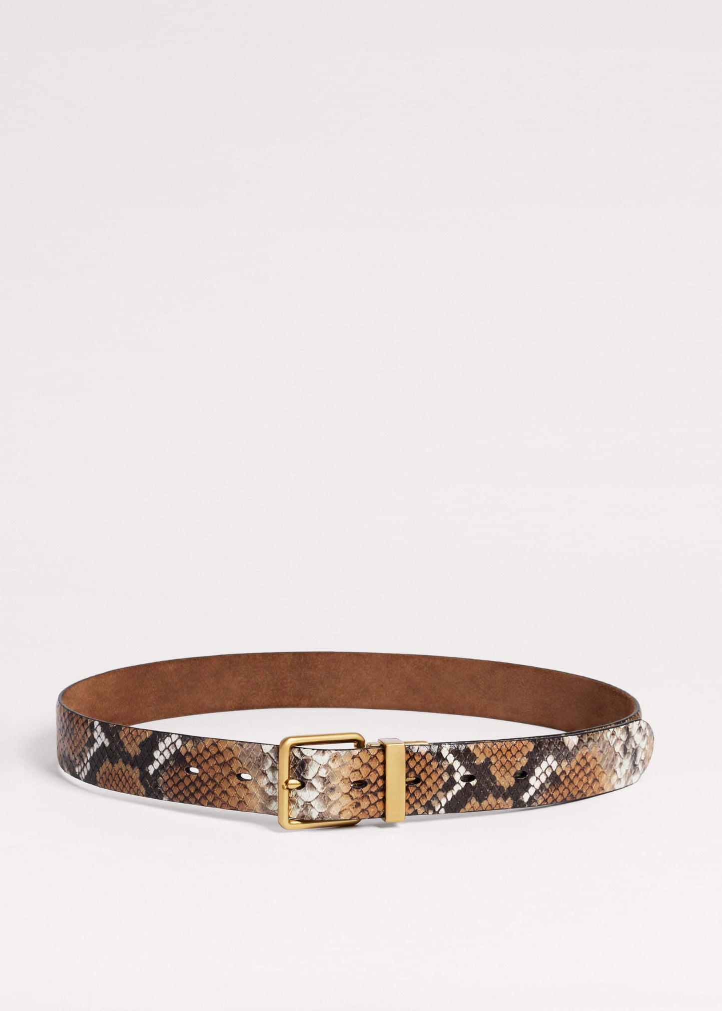 Tan Snake Print Reversible Belt