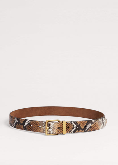 Tan Snake Print Reversible Belt