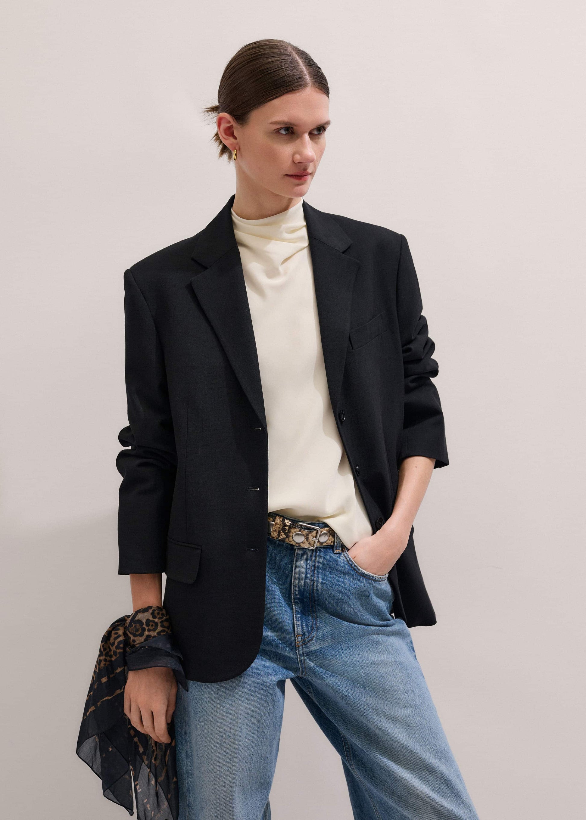 Cream Silk Elevated Cowl Neck Top