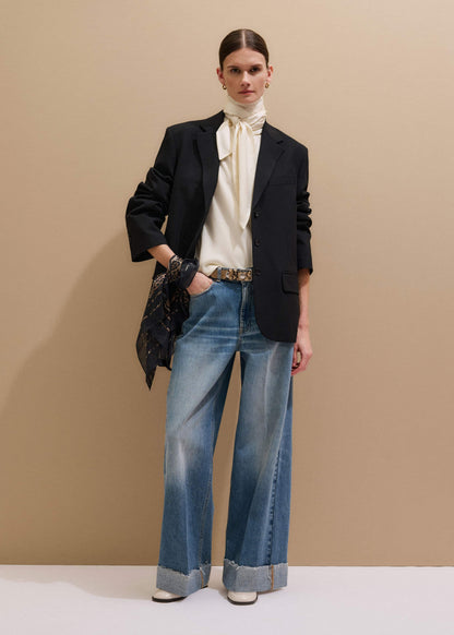 Cream Silk Elevated Cowl Neck Top
