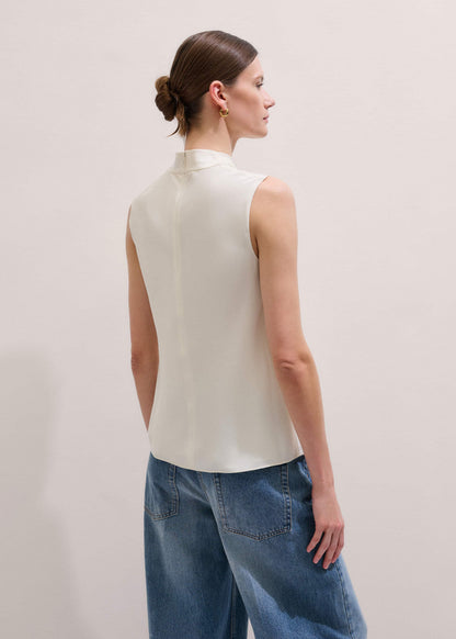 Cream Silk Elevated Cowl Neck Top