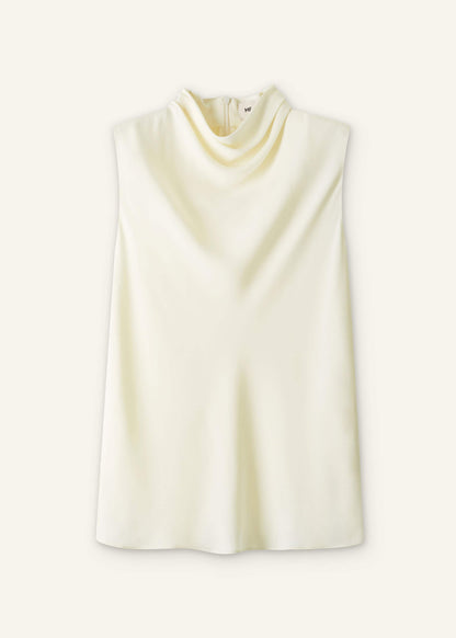 Cream Silk Elevated Cowl Neck Top