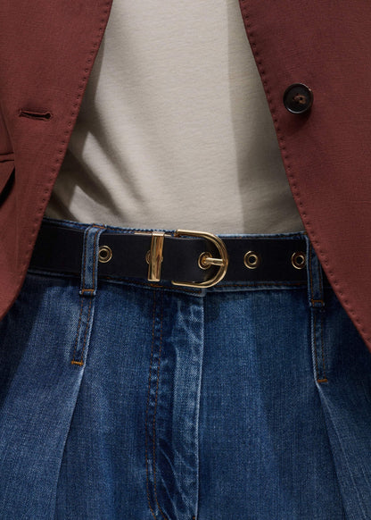 Black Reversible Eyelet Belt