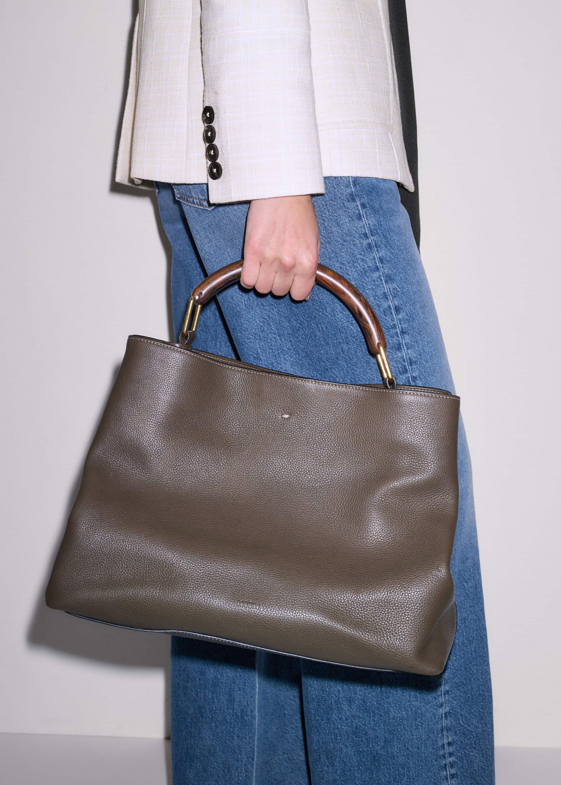 Olive Green Leather Soft Constructed Day Bag
