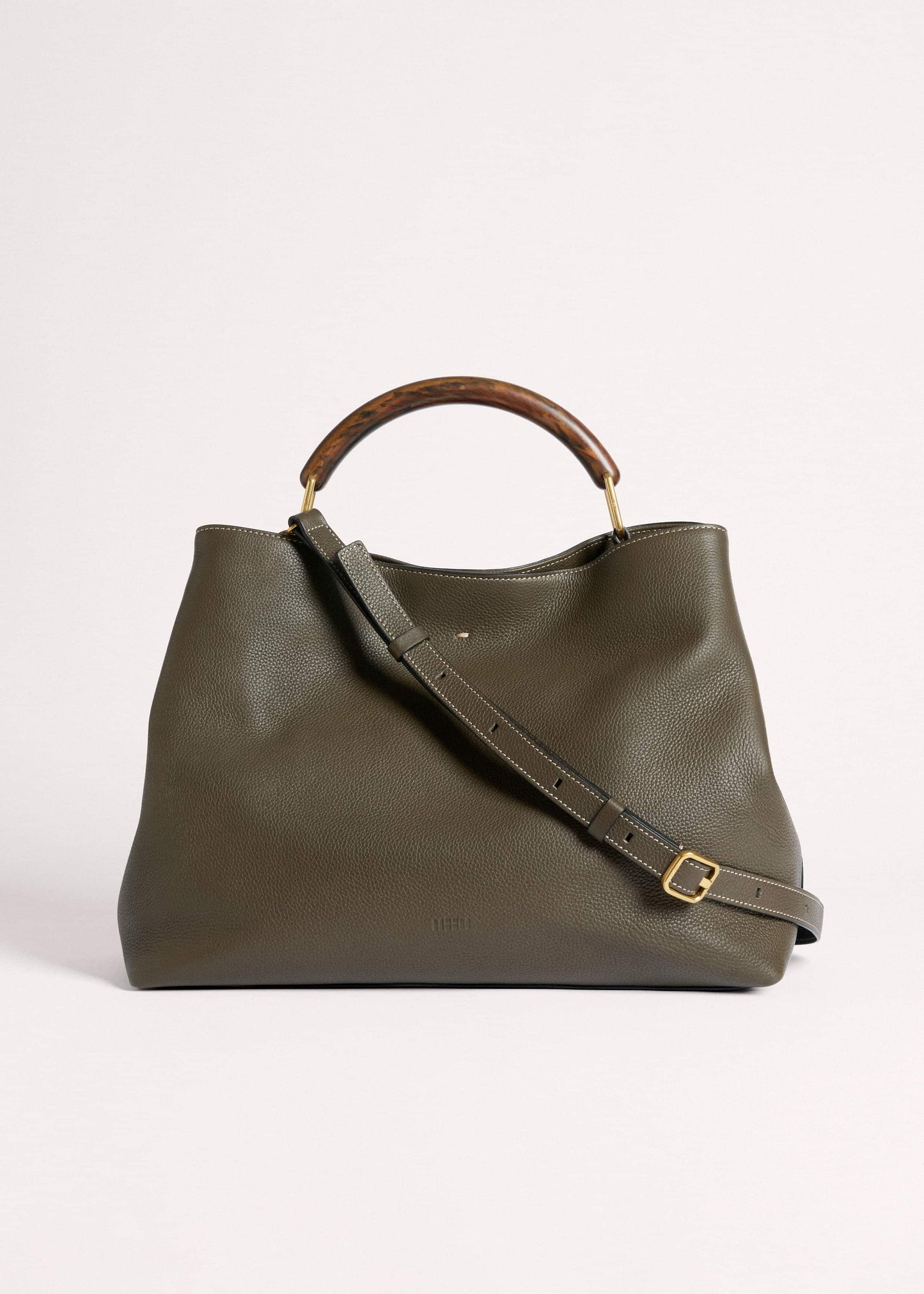 Olive Green Leather Soft Constructed Day Bag