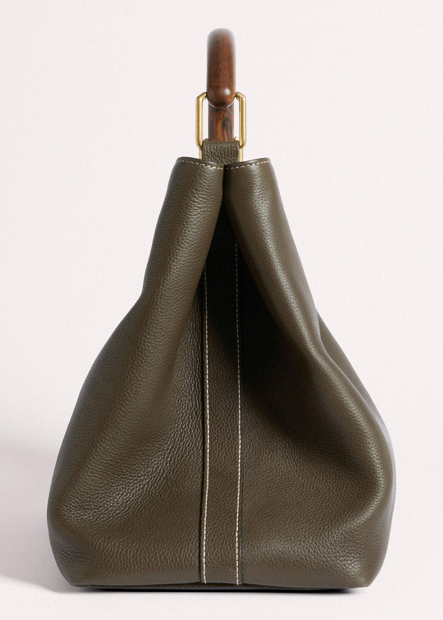 Olive Green Leather Soft Constructed Day Bag