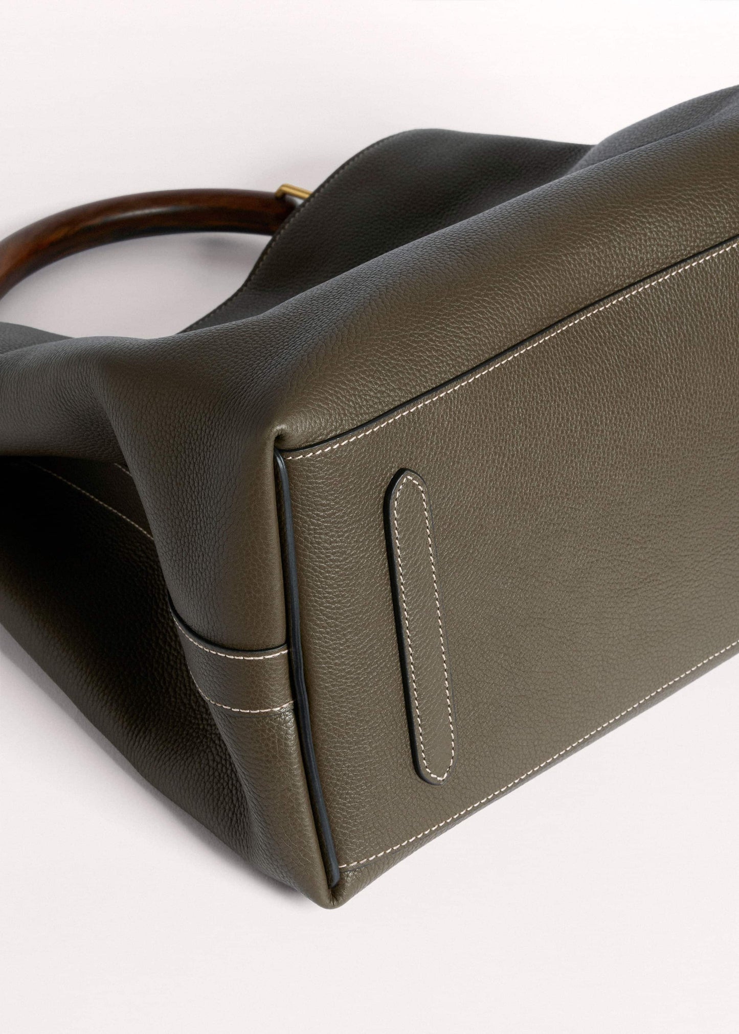 Olive Green Leather Soft Constructed Day Bag